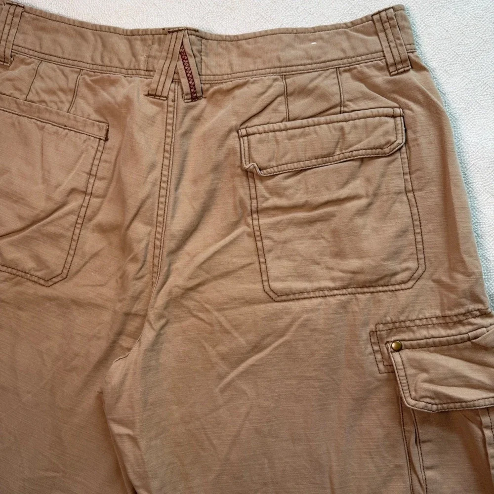 Ocean Pacific Mens Cargo Shorts Tan Khaki Ripstop Frayed Hem Utility Casual OP